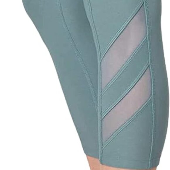 NEW Mondetta High Waist Active Capri Crop Length Mesh Calf Trim Pocket Leggings - Picture 3 of 4